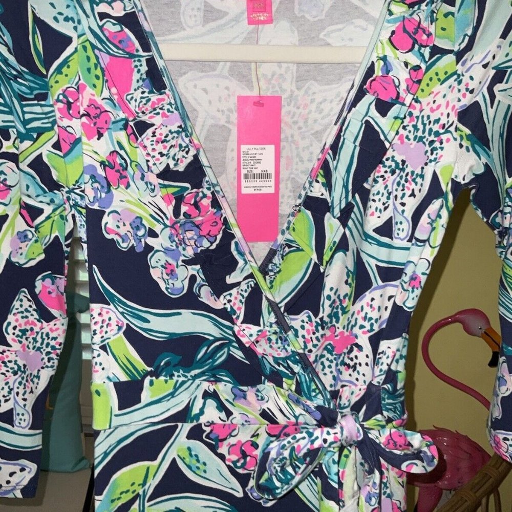 Lilly Pulitzer NWT Jessalynne Wrap Romper Navy Sway This Way $178 Size XXS - Picture 5 of 5